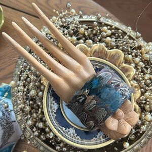 Vintage Peacock Feather Cuff Bracelet